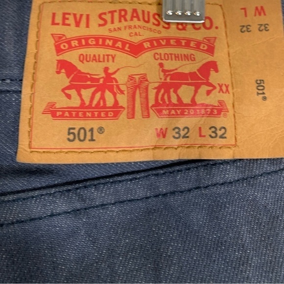 Levi's 501 White Oak Denim Slim Straight Leg Jeans Size 32X32 Slate Gray - Picture 7 of 10